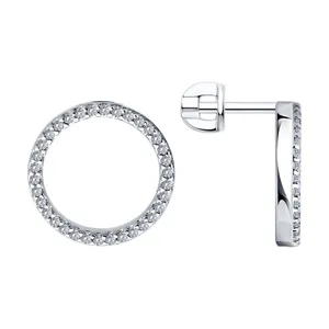 Серьги из серебра с фианитами