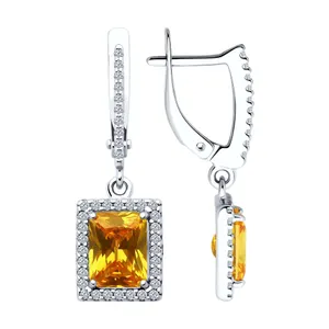 Серьги из серебра с фианитами