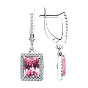 Серьги из серебра с фианитами