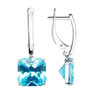 Серьги из серебра с фианитами