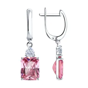 Серьги из серебра с фианитами