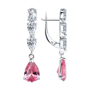 Серьги из серебра с фианитами