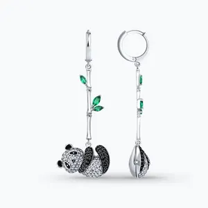 Серьги из серебра с фианитами и эмалью