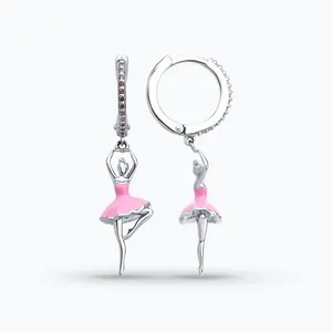 Серьги из серебра с фианитами и эмалью