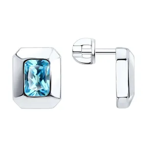 Серьги из серебра с фианитами