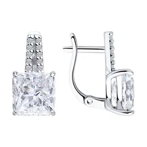 Серьги из серебра с фианитами