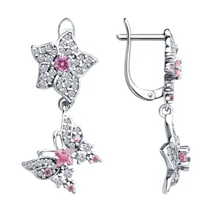 Серьги из серебра с фианитами