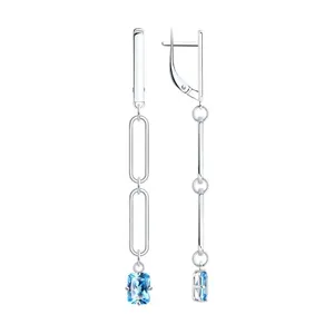 Серьги из серебра с фианитами