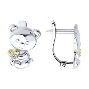 Серьги из золочёного серебра с фианитами