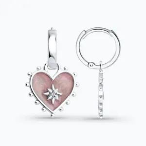 Серьги из серебра с фианитами и эмалью