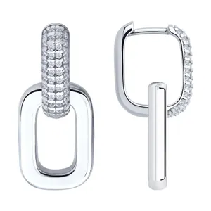 Серьги из серебра с фианитами