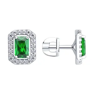 Серьги из серебра с фианитами