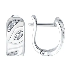 Серьги из серебра с фианитами и эмалью