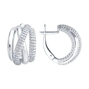 Серьги из серебра с фианитами