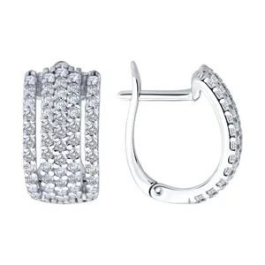 Серьги из серебра с фианитами