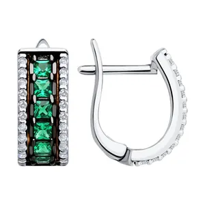 Серьги из серебра с фианитами