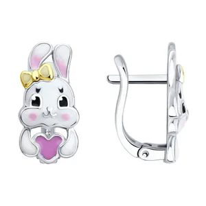 Серьги из золочёного серебра с эмалью