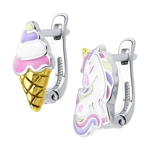 Серьги из золочёного серебра с эмалью