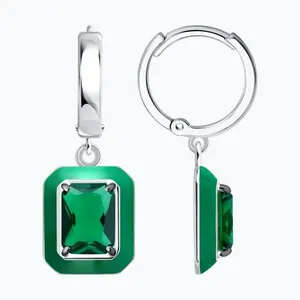 Серьги из серебра с фианитами и эмалью