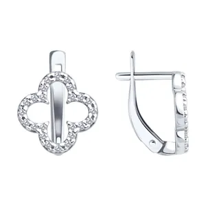 Серьги из серебра с фианитами