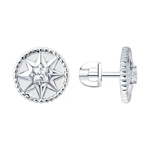 Серьги из серебра с фианитами и эмалью