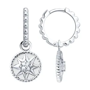 Серьги из серебра с фианитами и эмалью