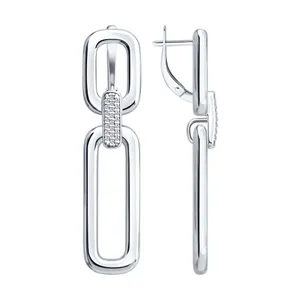 Серьги из серебра с фианитами