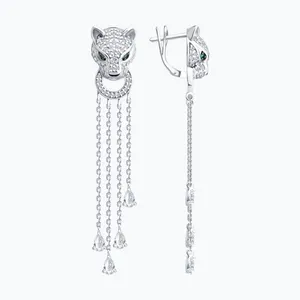 Серьги из серебра с фианитами и эмалью