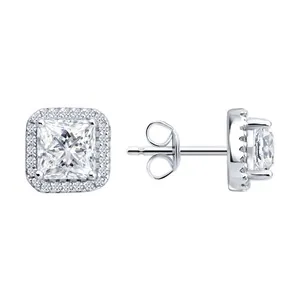 Серьги из серебра с фианитами