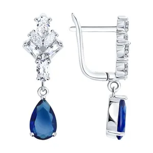 Серьги из серебра с фианитами