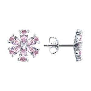 Серьги из серебра с фианитами