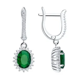 Серьги из серебра с фианитами