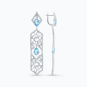 Серьги из серебра с фианитами