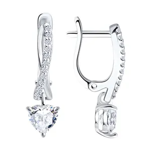 Серьги из серебра с фианитами