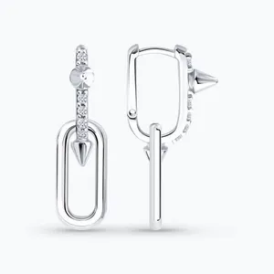 Серьги из серебра с фианитами