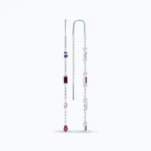 Серьги из серебра с корундами и фианитами