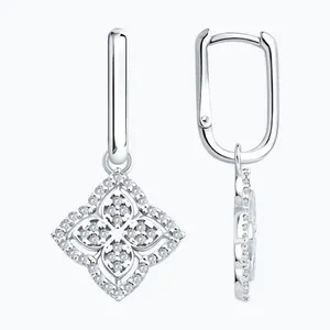 Серьги из серебра с фианитами