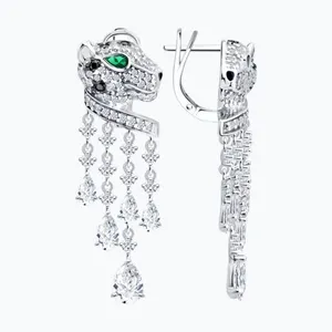 Серьги из серебра с фианитами и эмалью