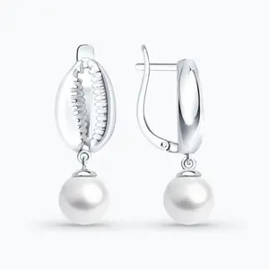 Серьги из серебра с синтетическим жемчугом