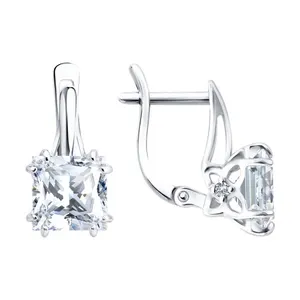 Серьги из серебра с фианитами