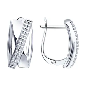 Серьги из серебра с фианитами