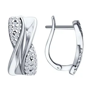 Серьги из серебра с фианитами