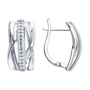 Серьги из серебра с фианитами