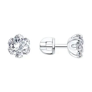 Серьги из серебра с фианитами