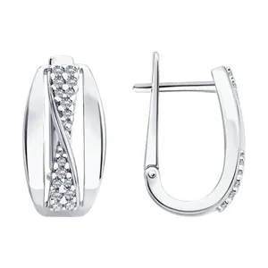 Серьги из серебра с фианитами