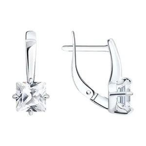 Серьги из серебра с фианитами