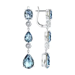 Серьги из серебра с кристаллами и фианитами