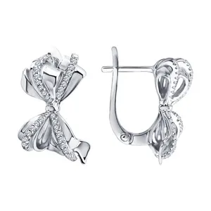 Серьги из серебра с фианитами