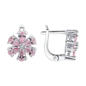 Серьги из серебра с фианитами