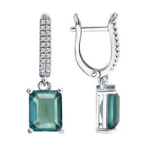 Серьги из серебра с фианитами